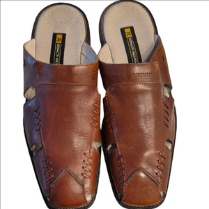 Stacy Adams Brown Leather Slip-On Sandals